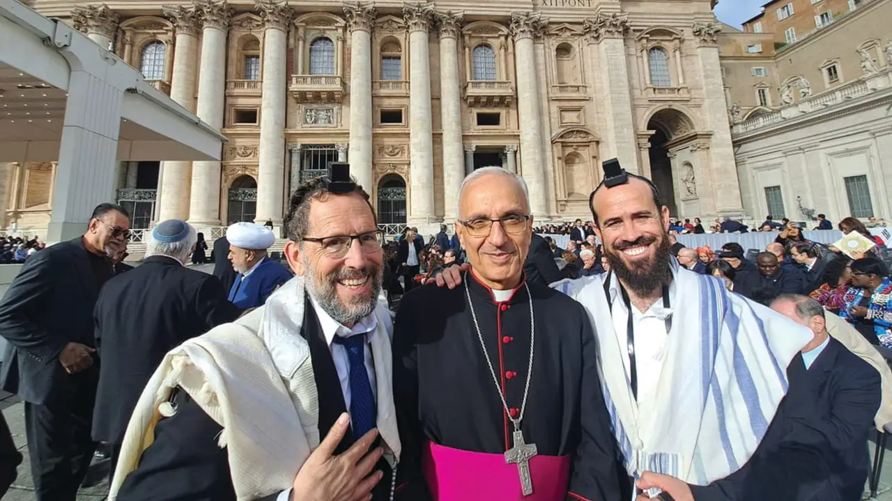Yakov Nagen; Rafi Nahra, patriarchal vicar for Israel, based in Nazareth; and Rabbi Sarel Rosenblatt at the Vatican